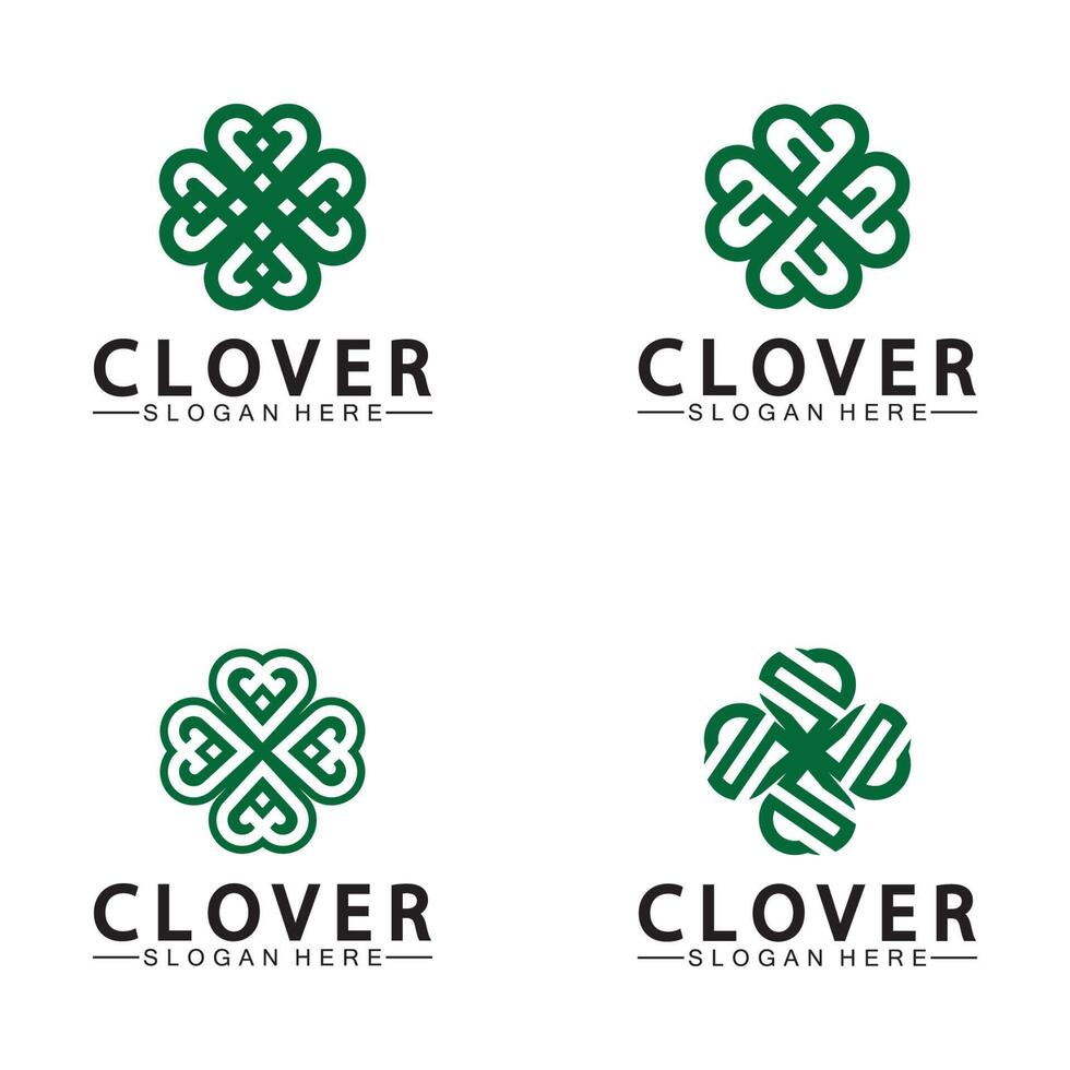 vier blad Klaver sier- logo sjabloon illustratie ontwerp. vector