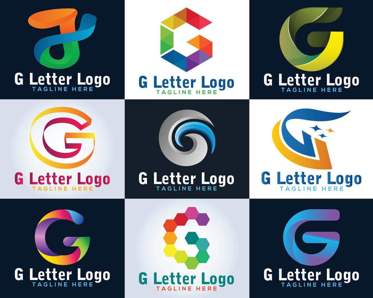 g brief kleurrijk creatief vorm logo ontwerp. vector