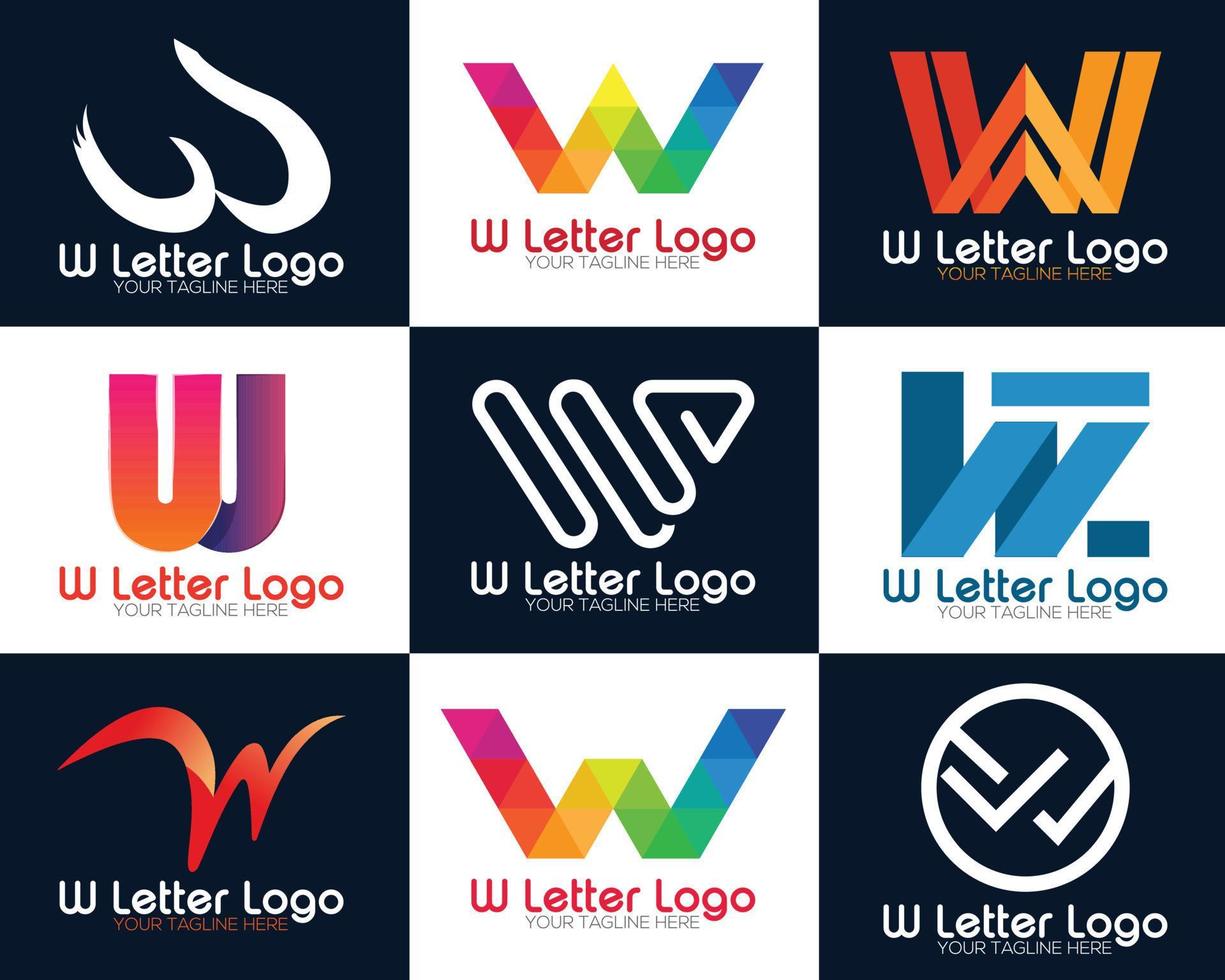 eerste brief w logo verzameling vector ontwerp sjabloon. brief w logo icoon ontwerp sjabloon elementen.