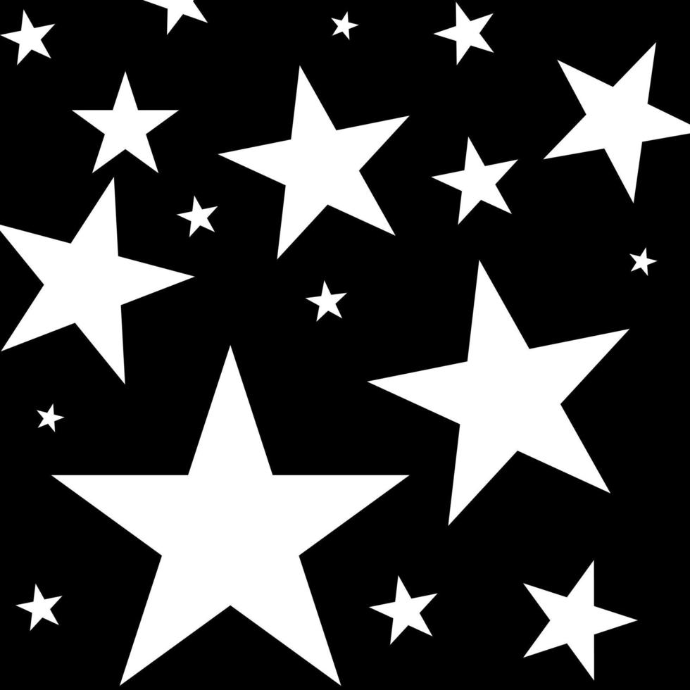 zilver wit sterren herhaling veel grootte en vorm met geïsoleerd zwart achtergrond vakantie magie patroon vector