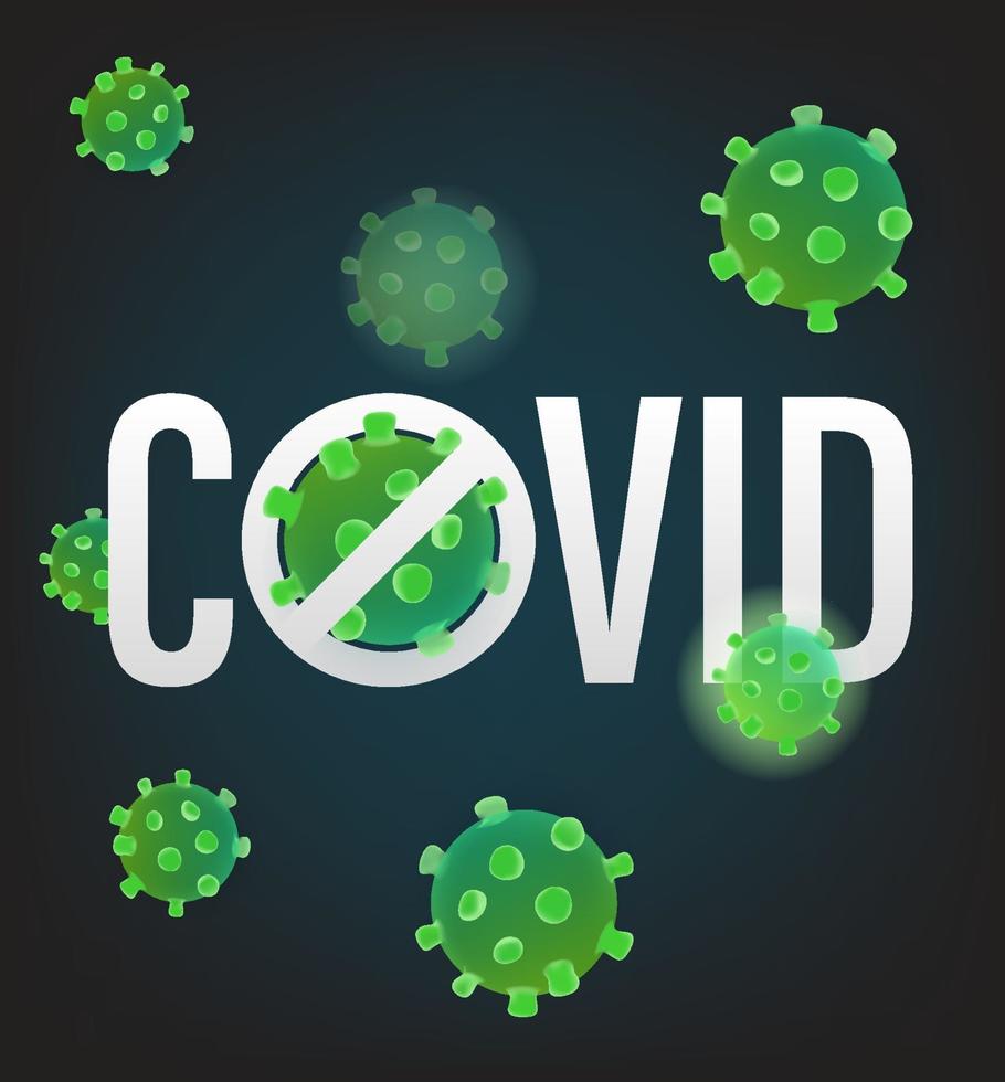 pas op voor covid. vector illustraction met virus molecuul