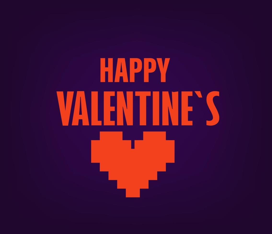 Valentijnsdag met pixel hart ontwerp vector