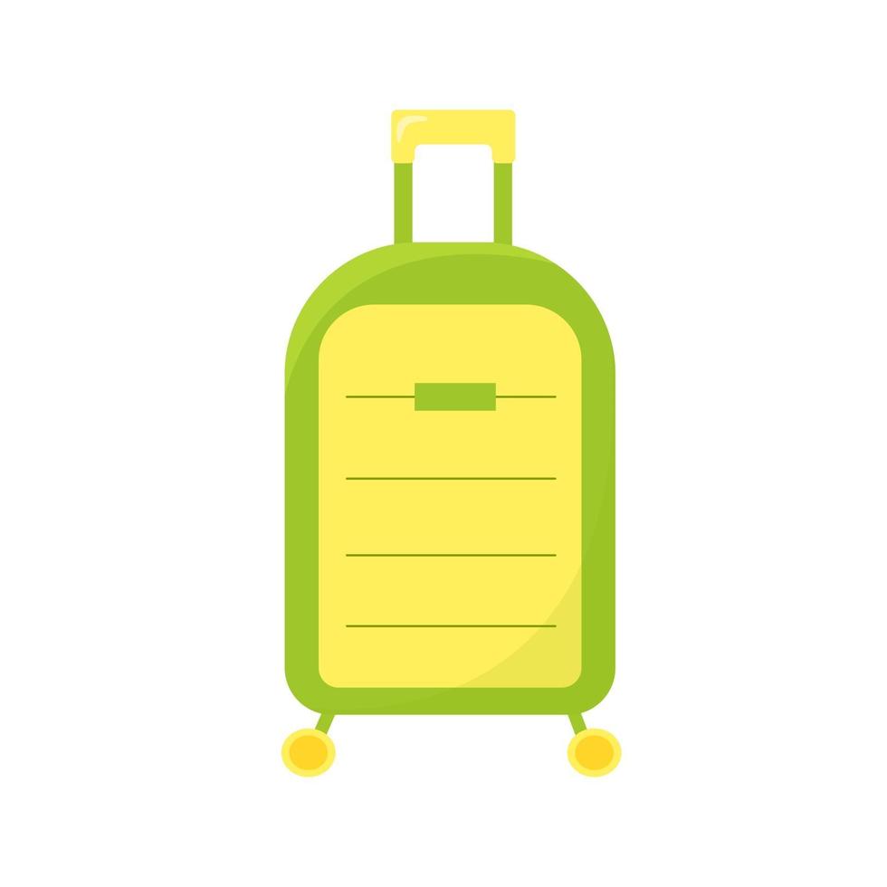 groene reiskoffer met handvat en op wielen, onderwerp voor reizen en vrije tijd, vectorpictogram in vlakke stijl, tekenfilm, digitale illustraties. vector