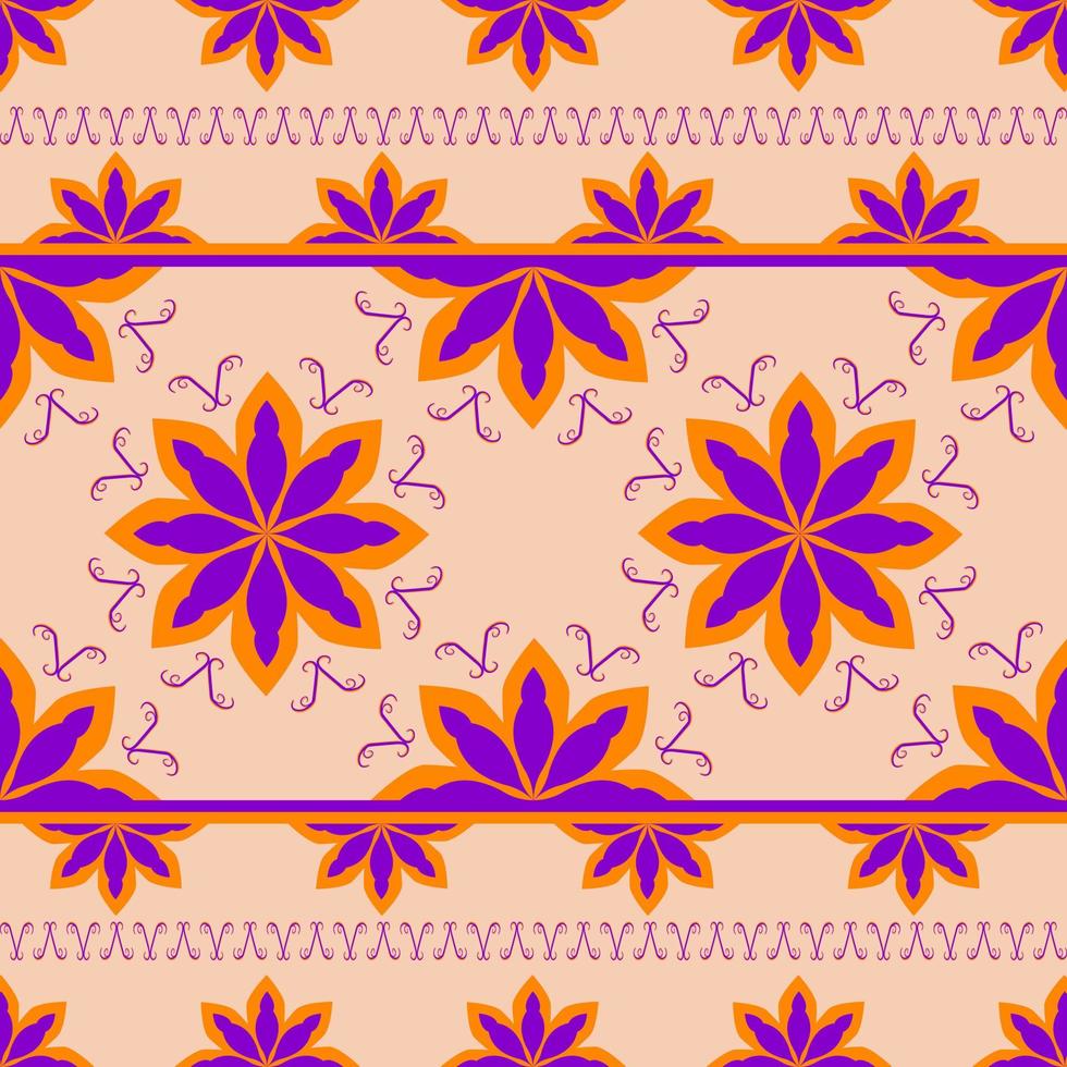 paars en oranje bloem naadloos patroon in vector illustratie ontwerp voor sjaal, tapijt, tegel, omhulsel papier en meer