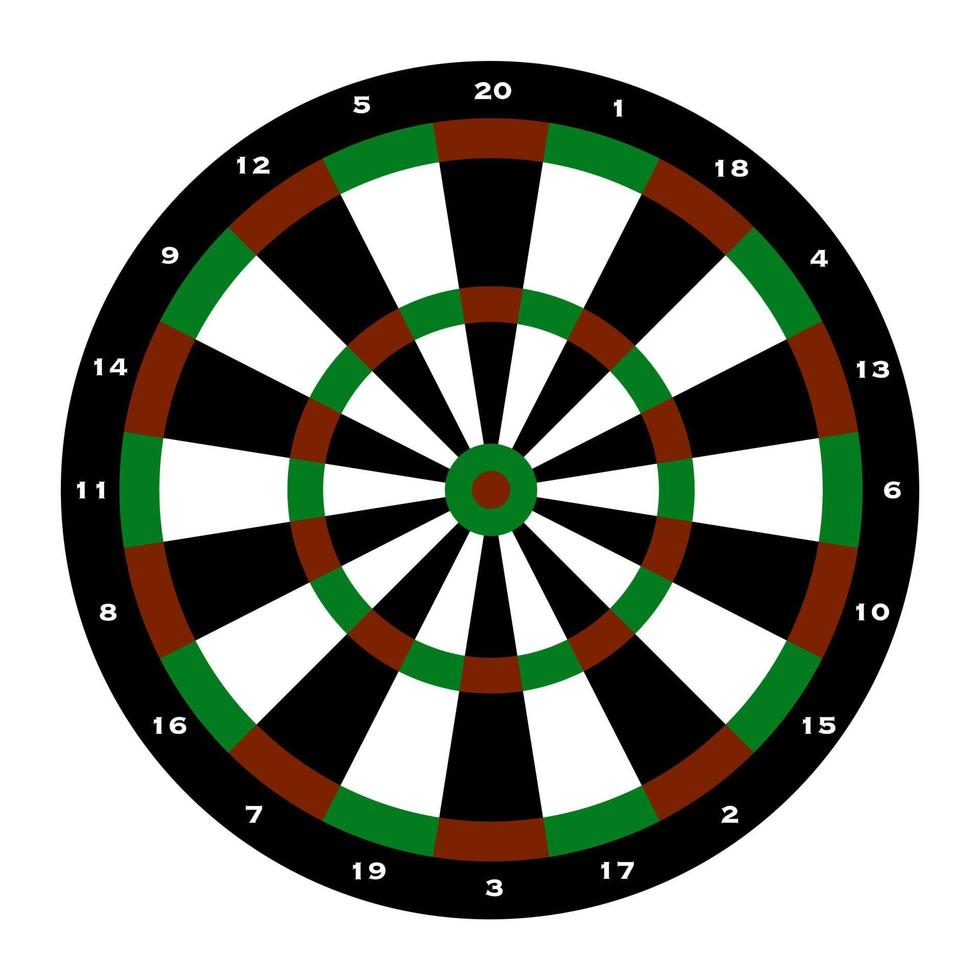 dartbord, pijl doelwit in rood, groente, zwart en wit in vector illustratie ontwerp