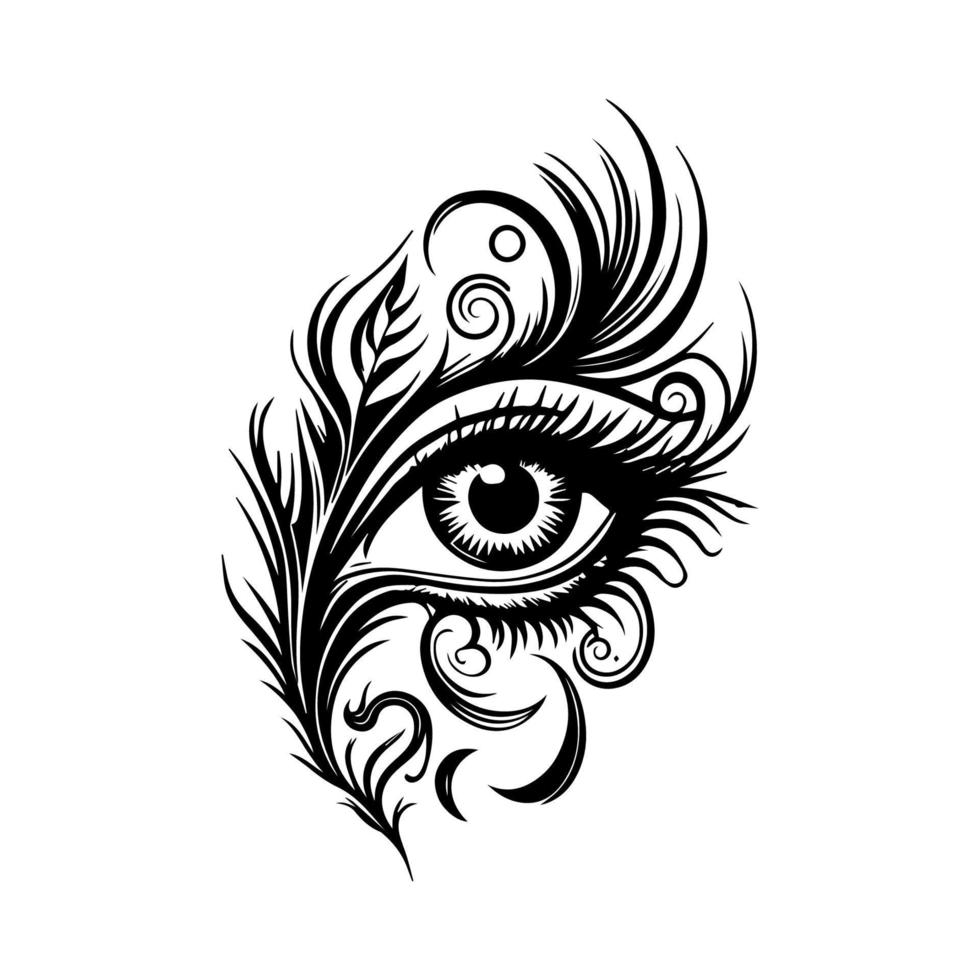 ingewikkeld oog tatoeëren concept, vakkundig bewerkte in gedetailleerd lijn kunst vector