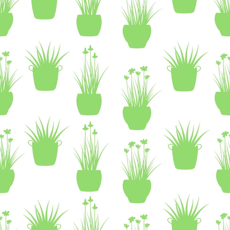 naadloos patroon van huis planten silhouet in groen kleur. vector
