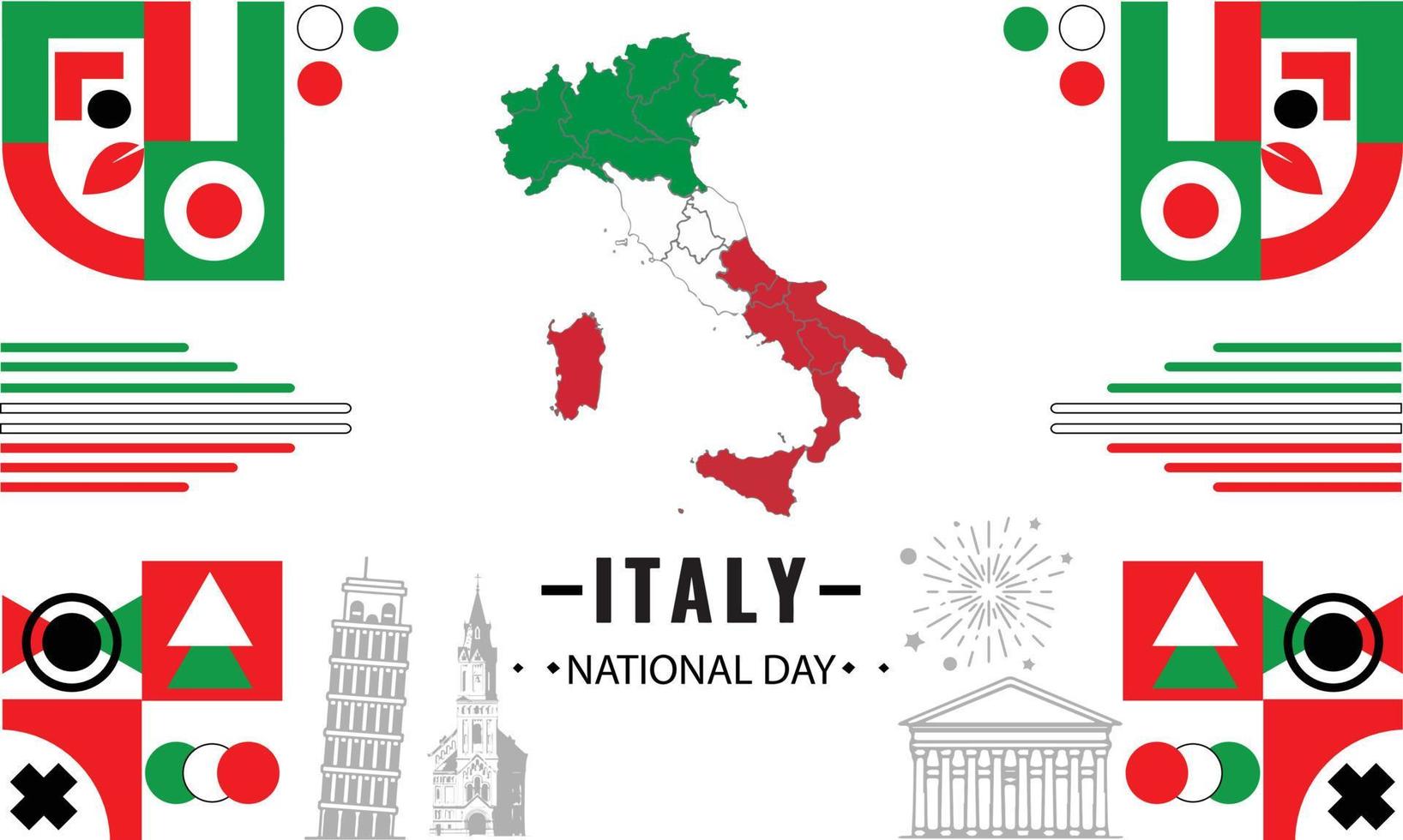 Italië onafhankelijkheid dag Italië eenheid dag Italië republiek dag label banier ontwerp Duitse onafhankelijkheid dag Italië eenheid stevig, 2 juni vector