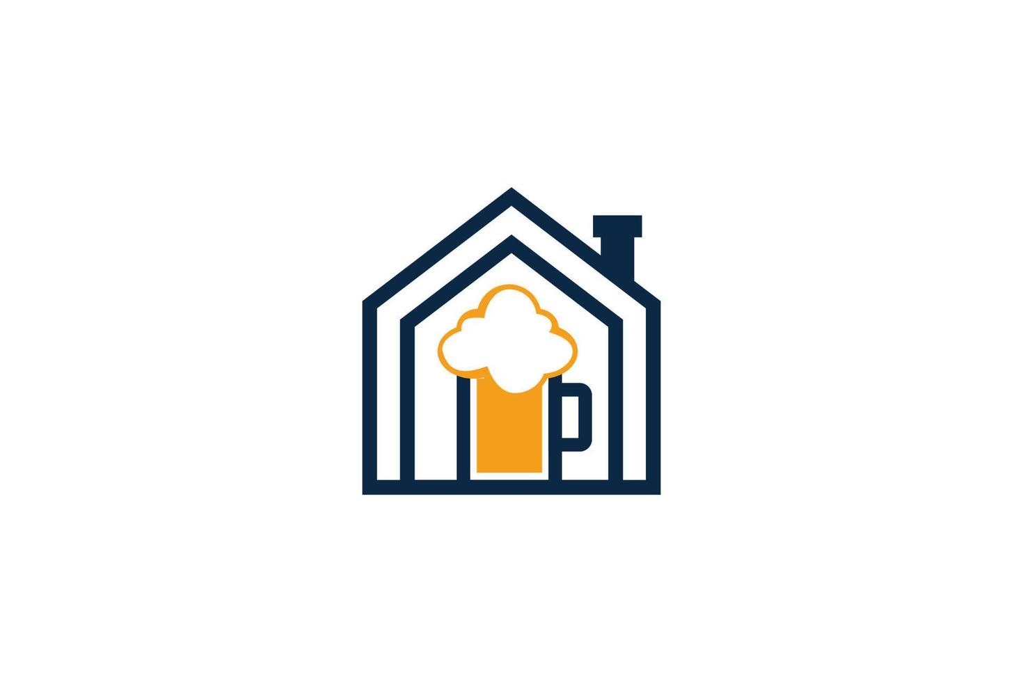 vlak huis bier logo sjabloon vector ontwerp illustratie