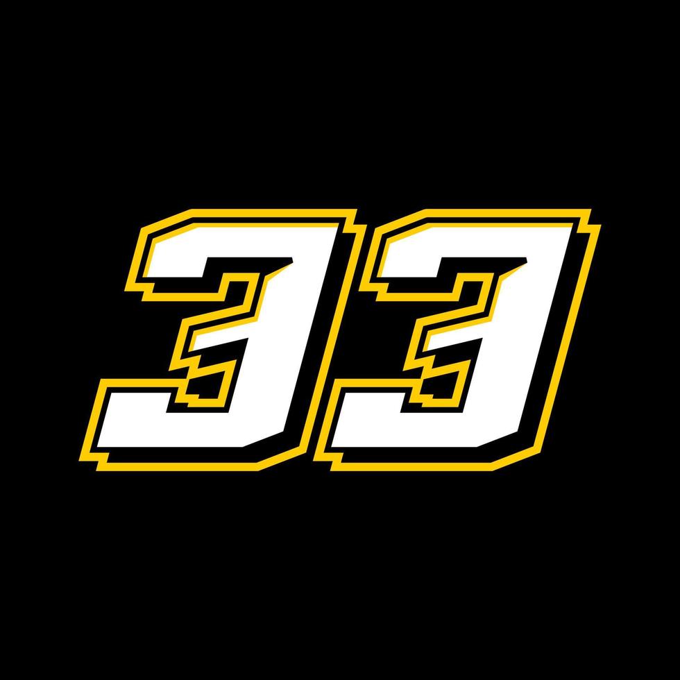 sport racing aantal 33 logo ontwerp vector