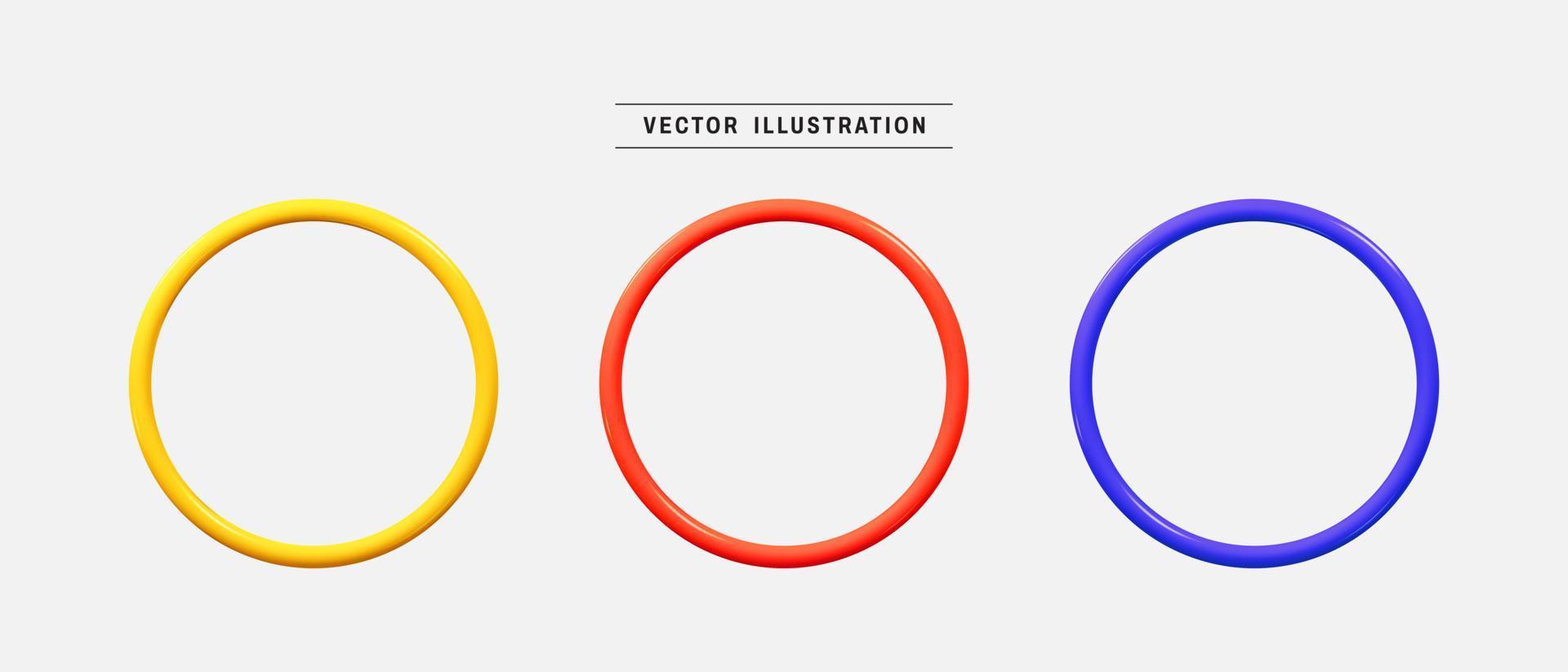 kleurrijk ring vorm 3d icoon set. realistisch ontwerp elementen verzameling. vector illustratie in tekenfilm minimaal stijl