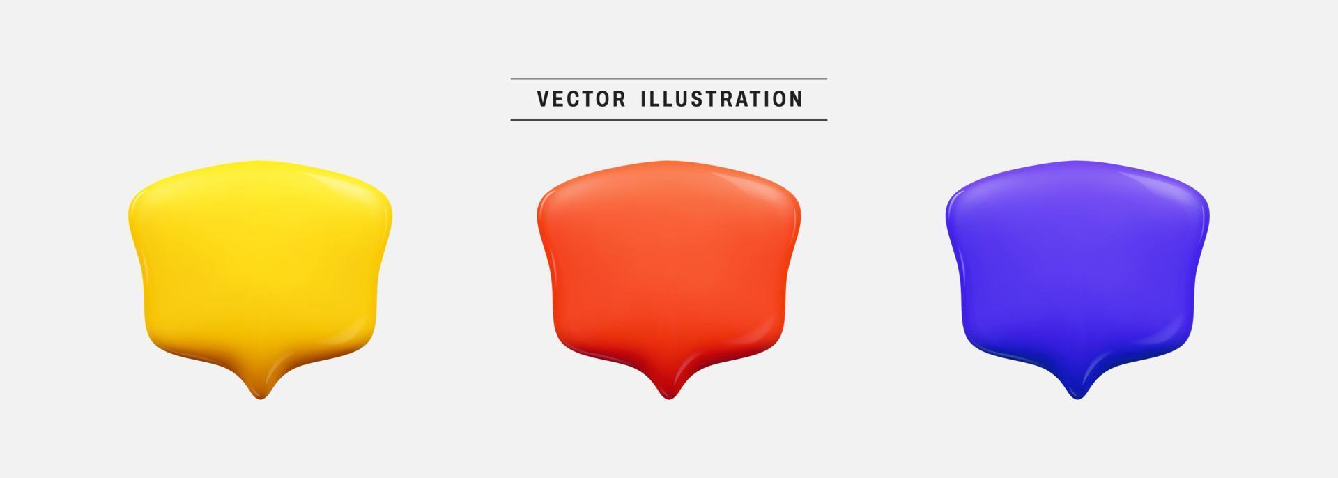 toespraak bubbel 3d icoon set. realistisch ontwerp elementen verzameling. vector illustratie in tekenfilm minimaal stijl