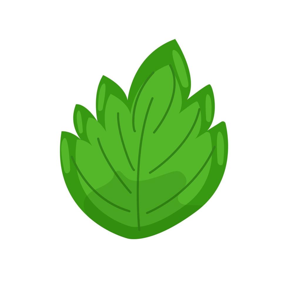 groot groen palmblad, floraal decorelement in vlakke stijl, vectorillustratie, groen blad van exotische bloem. vector