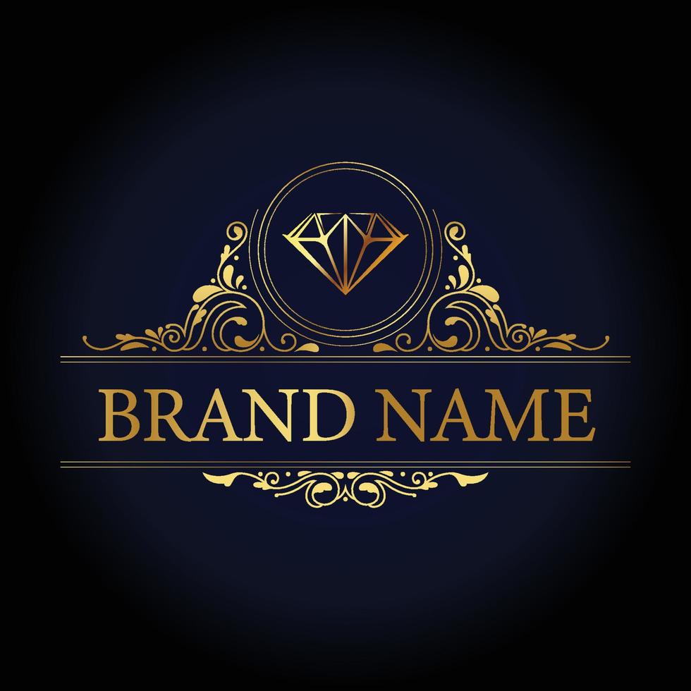 luxe logo, premie, merk, gouden logo, wijnoogst logo voor bedrijf vector