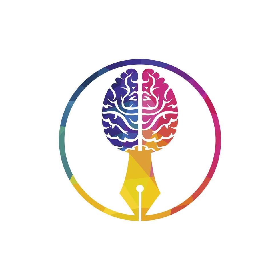 hersenen pen vector logo ontwerp sjabloon. slim creatief onderwijs logo concept.