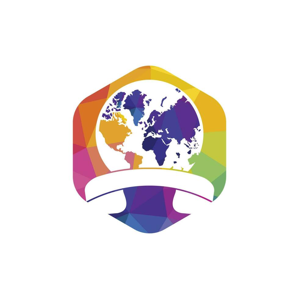 wereldbol met handset vector logo icoon. telefoontje en wereldbol icoon Internationale telefoontje symbool logo sjabloon ontwerp.