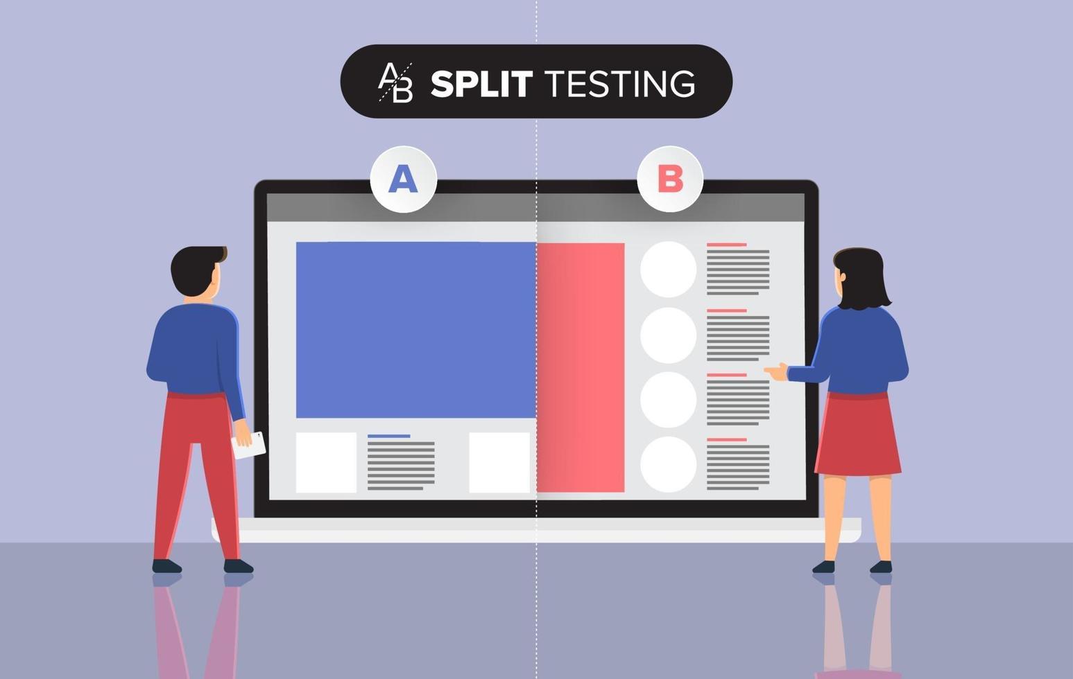 vector illustraties ontwerpconcept ab testen. systeemmethode moderne afbeelding, webbanners, geschikt voor diagrammen, infographics. vector illustreren.