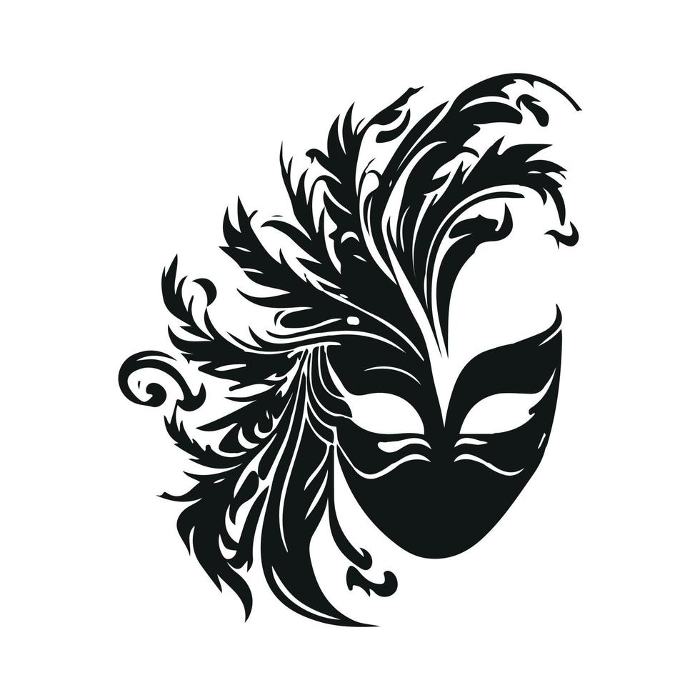 zwart decoratief carnaval masker silhouet vector illustratie