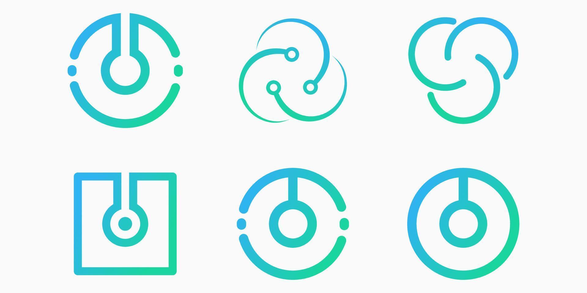 drie-eenheid tech logo icoon set. technologie vector illustratie