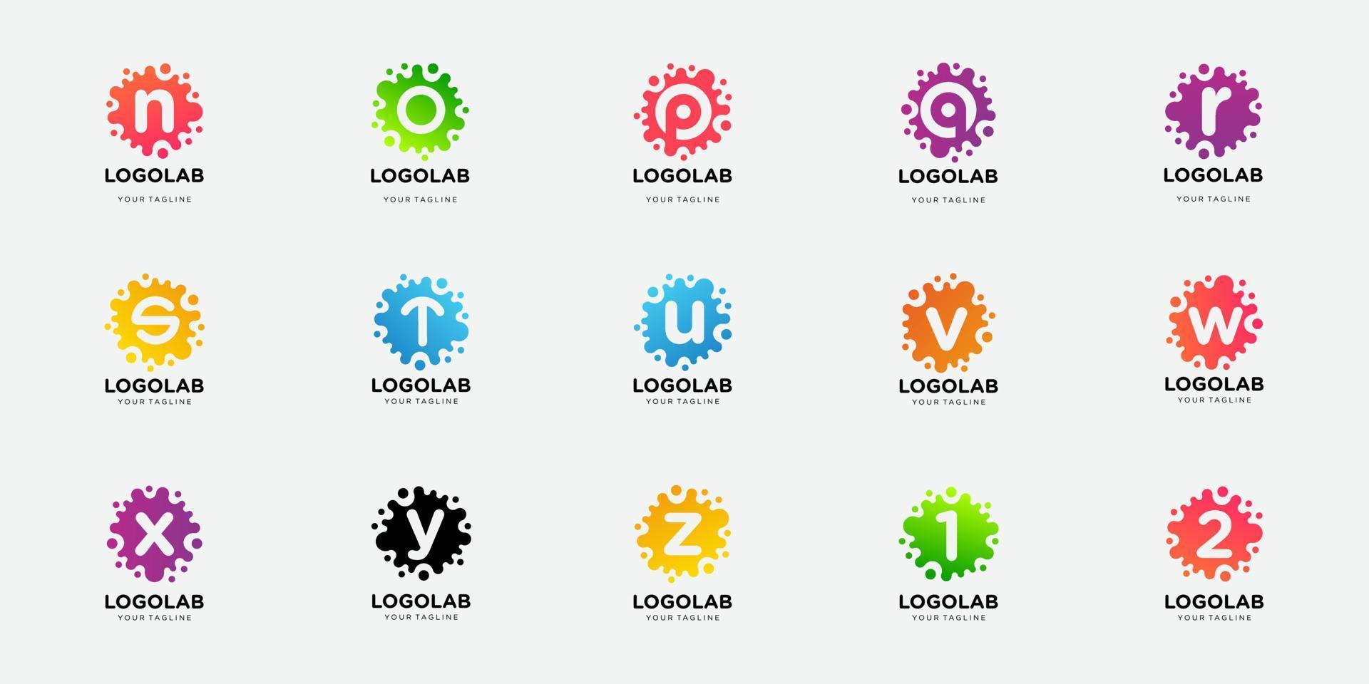 reeks van verzameling logotype brief met punt en molecuul concept logo sjabloon. vector