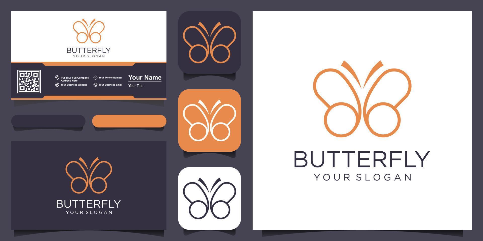 vlinder logo. luxe lijn logotype ontwerp illustratie. vector