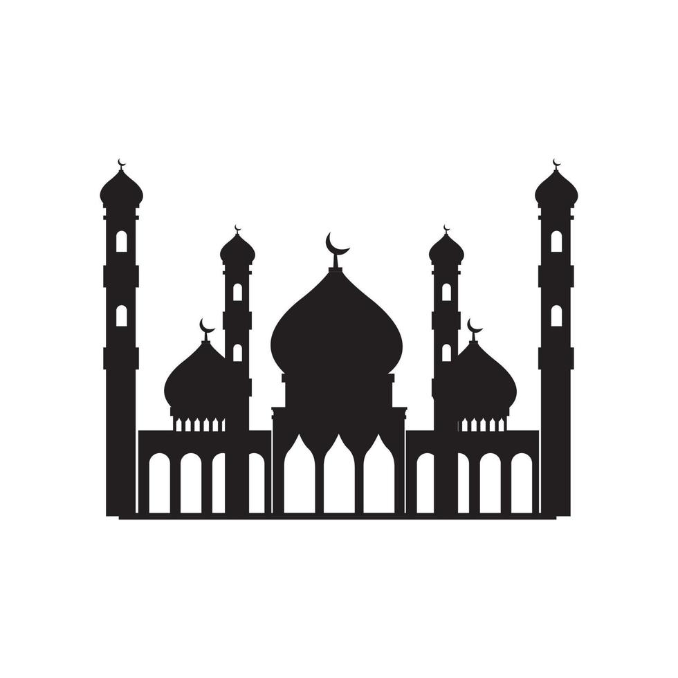 moskee zwart silhouet geïsoleerd Aan wit achtergrond vector