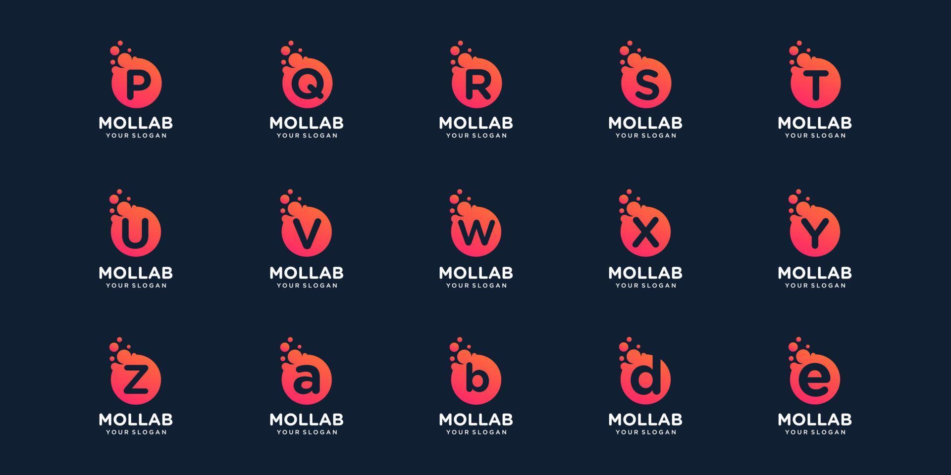 reeks van logotype brief eerste met punt en molecuul concept logo sjabloon. vector