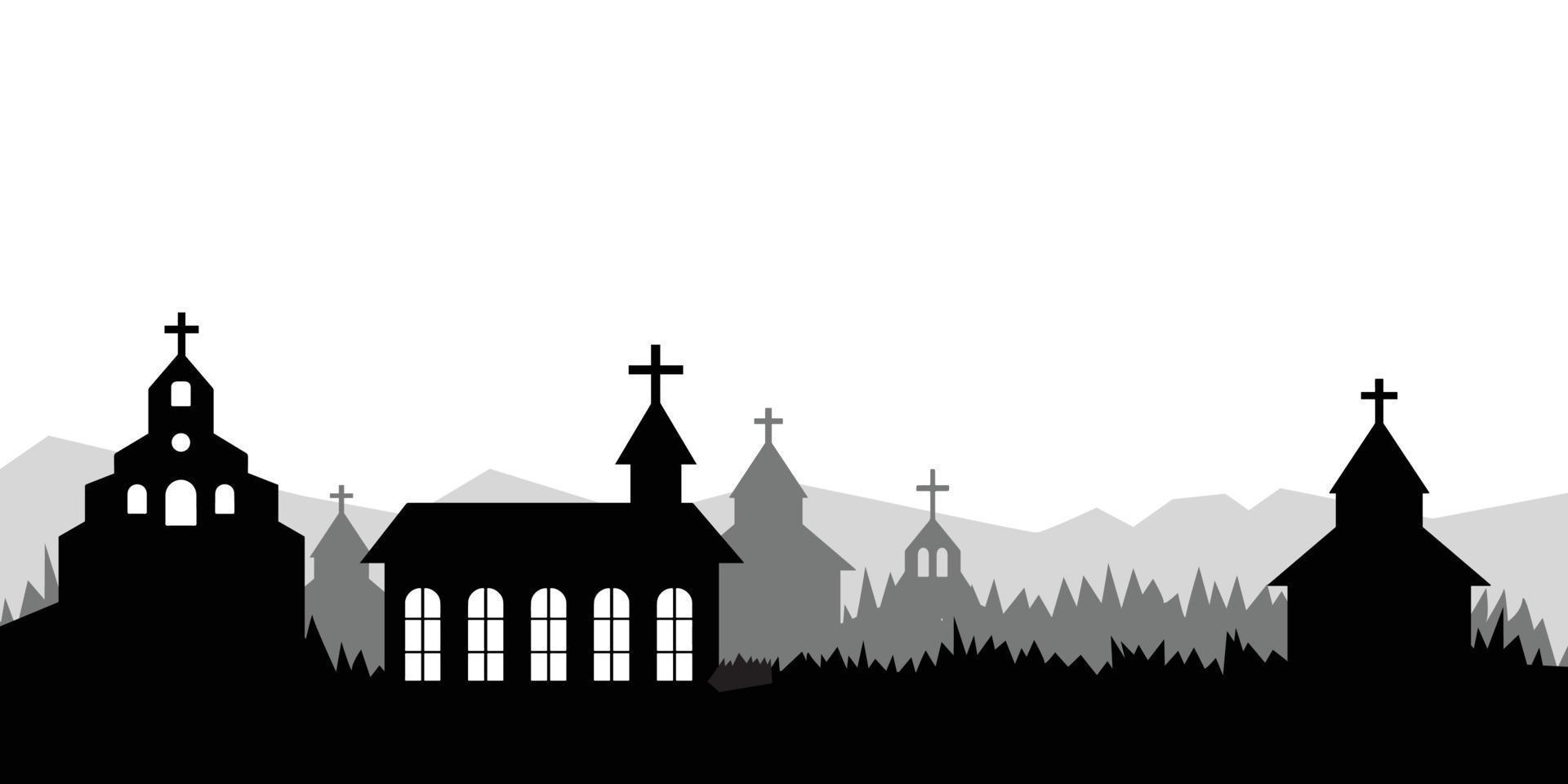 silhouet kerk achtergrond met kopiëren ruimte Oppervlakte. vector illustratie voor banier, poster, web achtergrond, enz