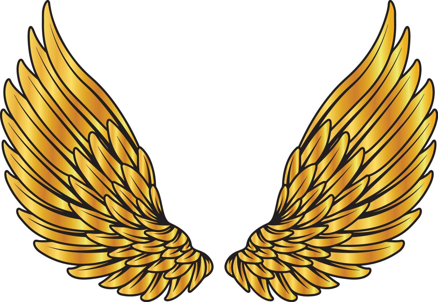 vector illustratie van gouden Vleugels. geschikt voor sticker, poster, enz