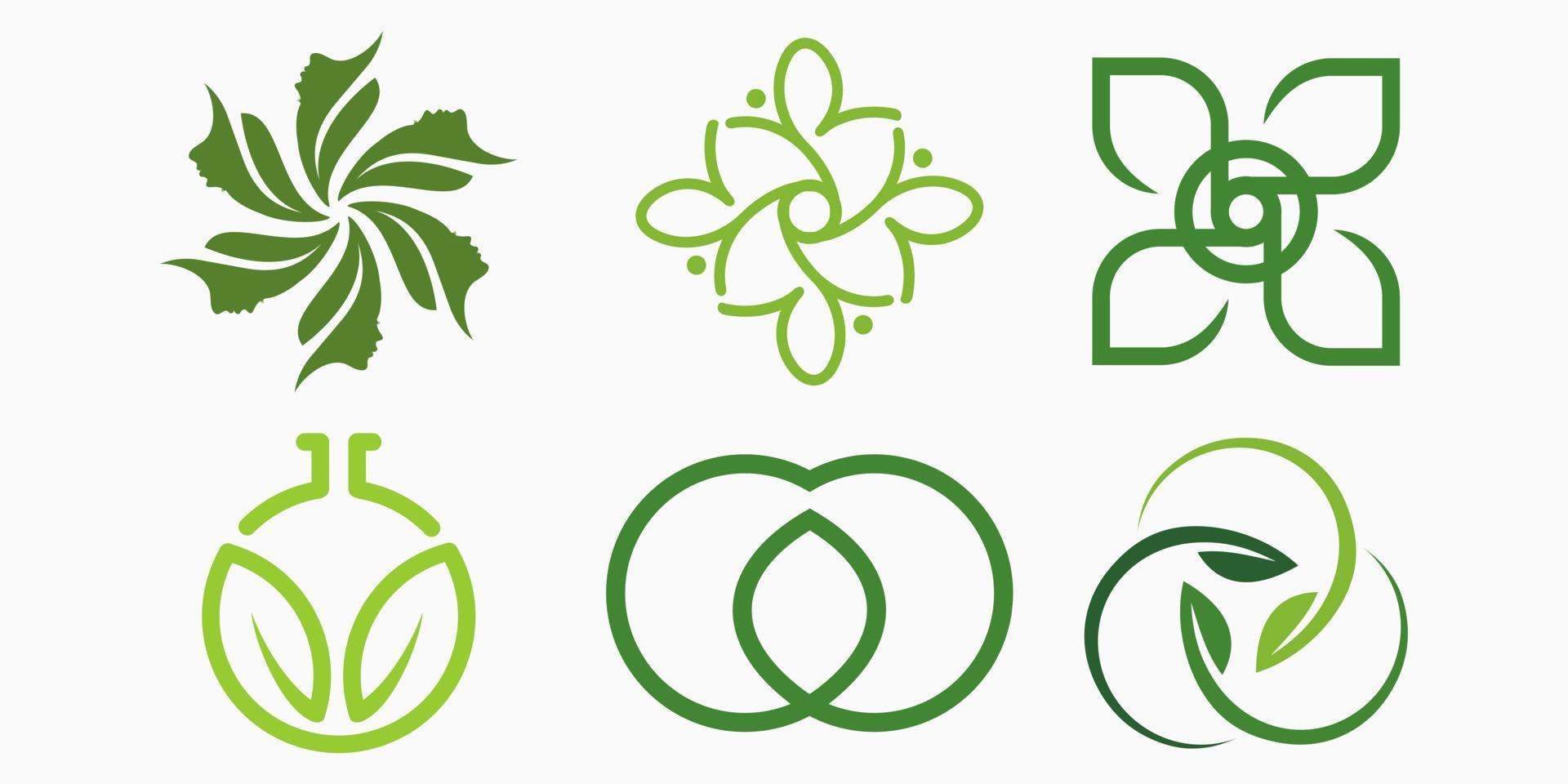 creatief blad logo icoon set. marihuana of hennep vector illustratie