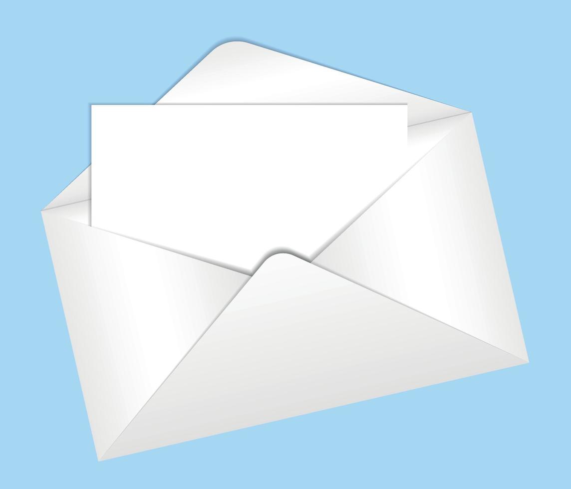 brief in een envelop met plaats voor tekst of uw ontwerp. klassiek wit mail envelop met een blanco vel binnen voor tekst, sjabloon, model, uitnodiging, Gefeliciteerd, merk op vector