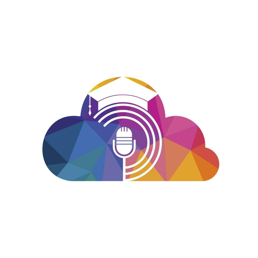 afstuderen podcast logo icoon symbool ontwerp. onderwijs podcast logo concept. vector