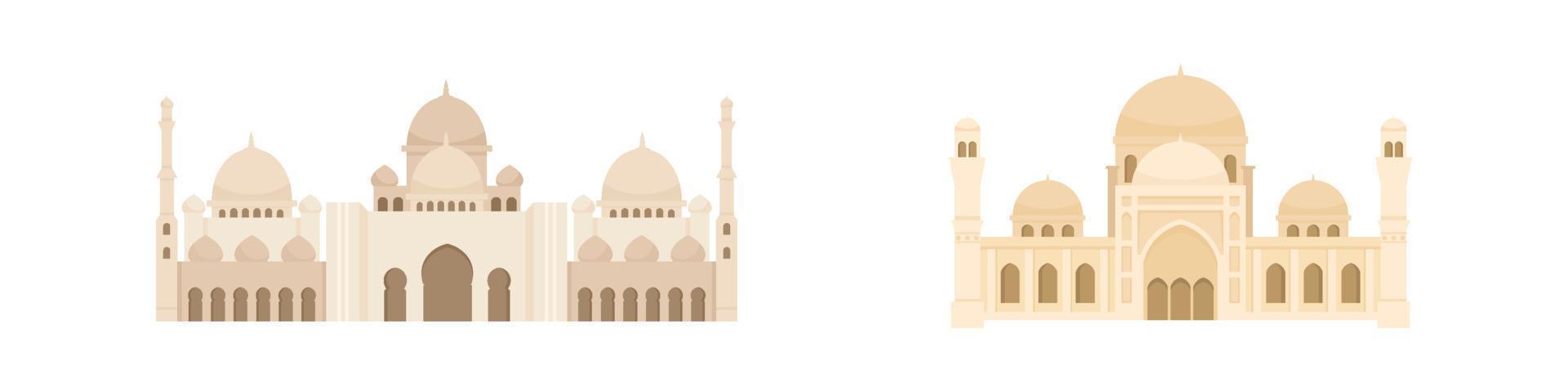 vlak moskee vector set. moslim gebouw voor islamitisch, Ramadan, eid ontwerp