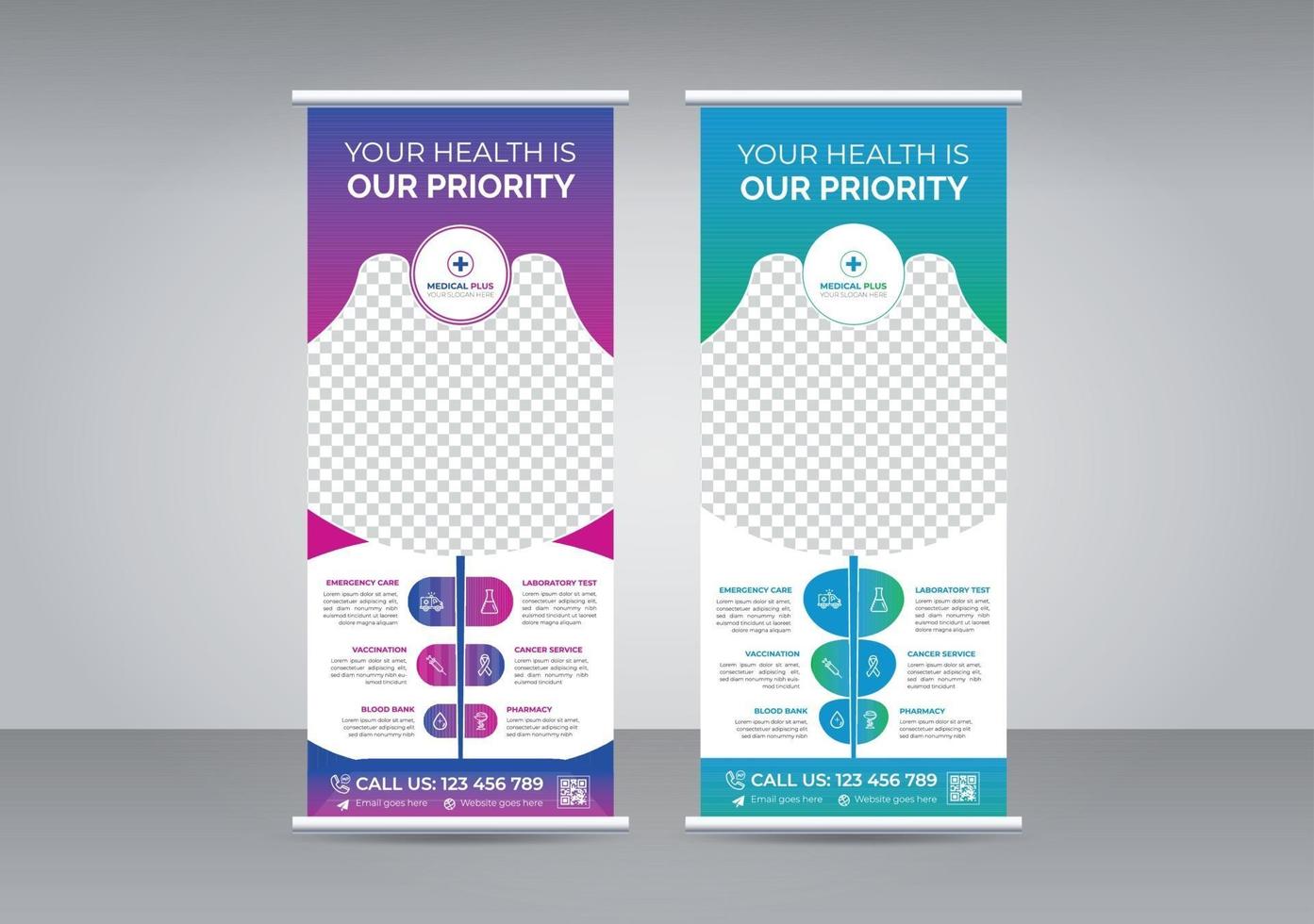 reis- en toerismebureau roll-up banner ontwerpsjabloon set vector