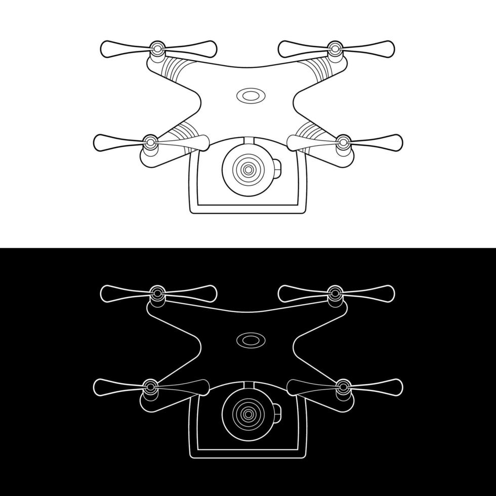 drones vector icon set, zwart-witprinter overzicht