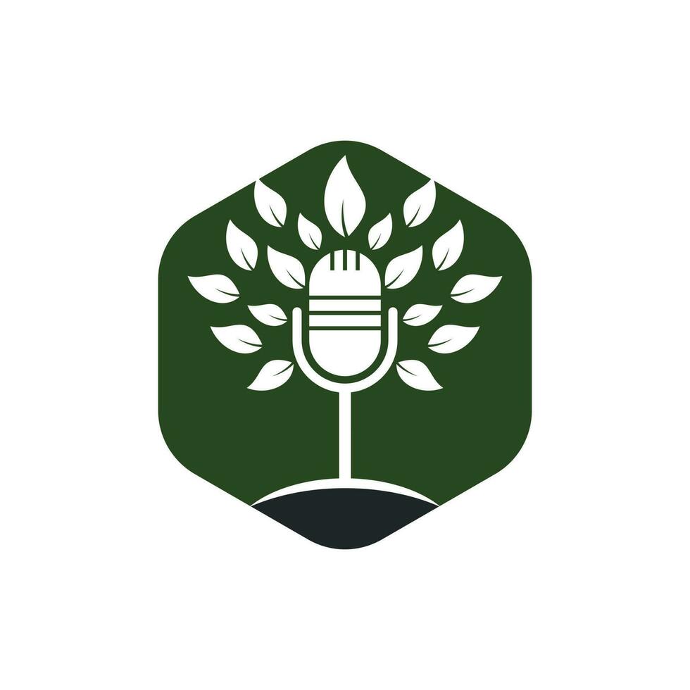 eco podcast vector logo ontwerp. natuur praten logo concept.