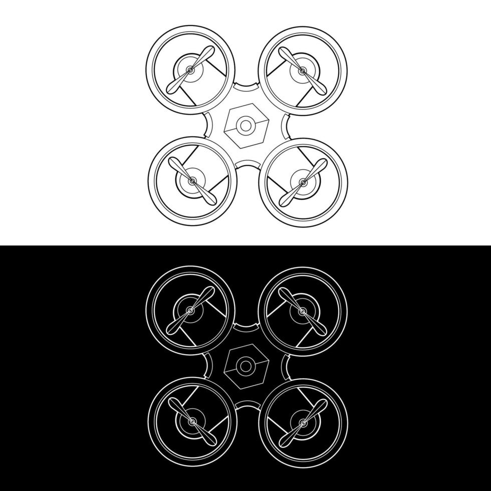 drones vector icon set, zwart-witprinter overzicht