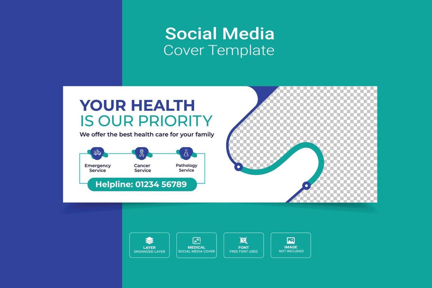 gezondheidszorg en medische sociale media omslagfoto vector