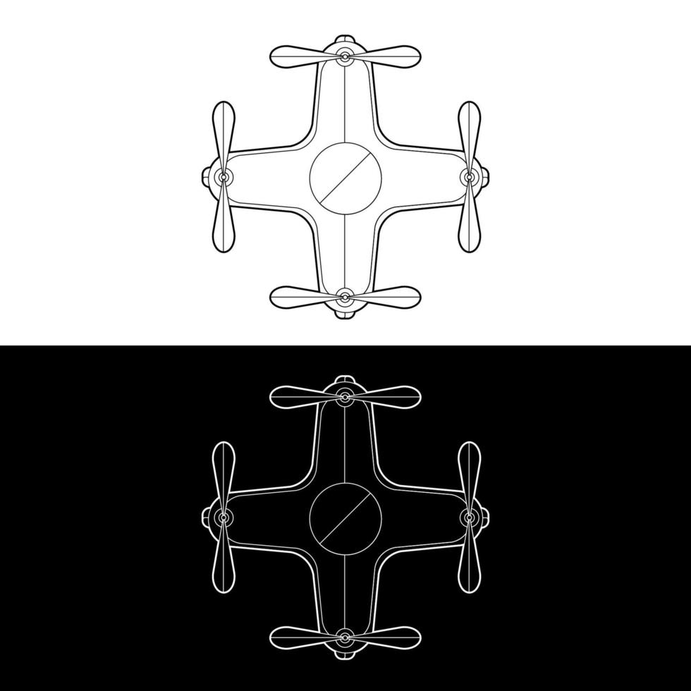 drones vector icon set, zwart-witprinter overzicht
