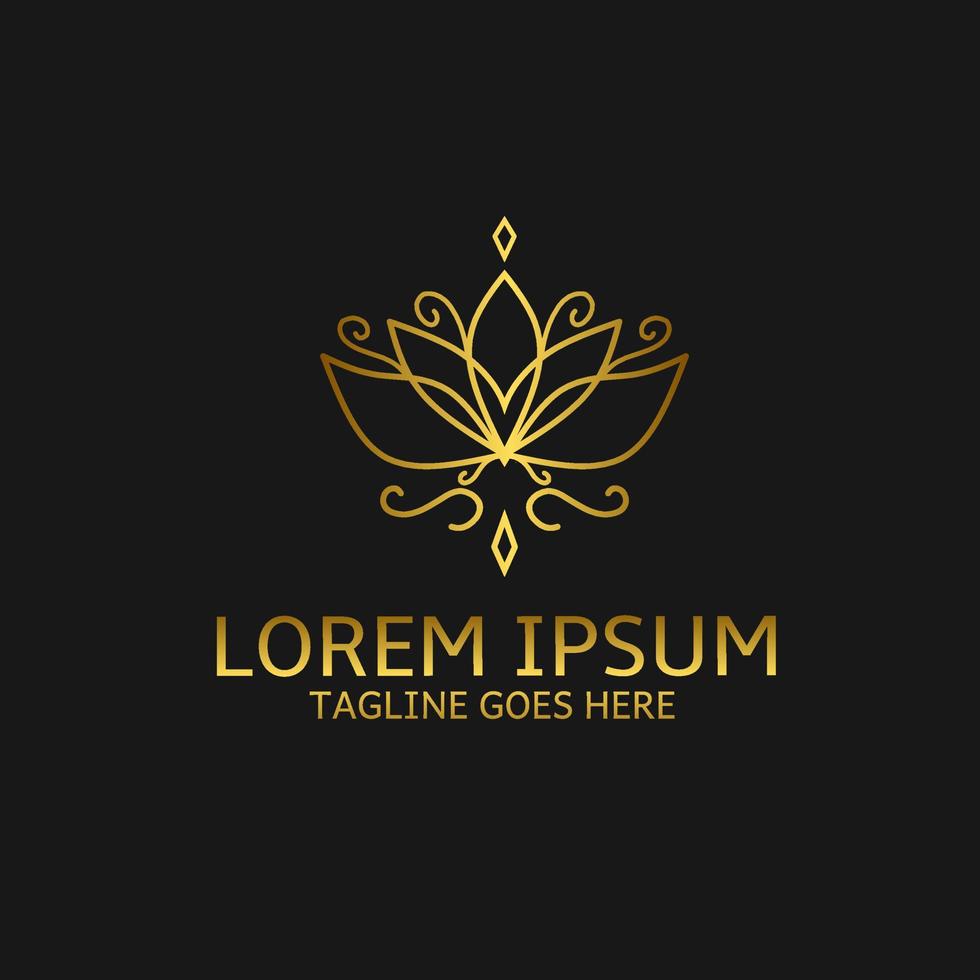 illustratie vector grafisch van lotus bloem logo met gouden elegant luxe stijl