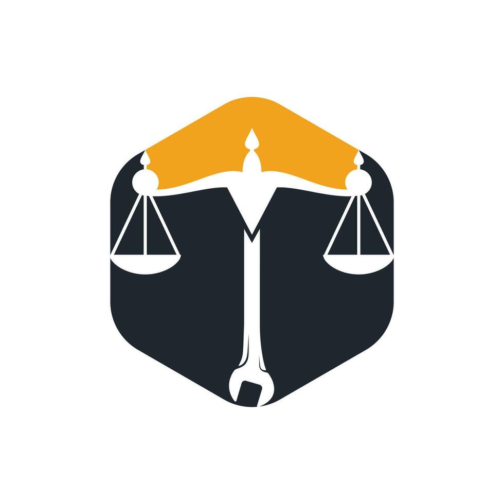 arbeid bescherming wet logo concept. moersleutel met schaal icoon logo ontwerp sjabloon. vector