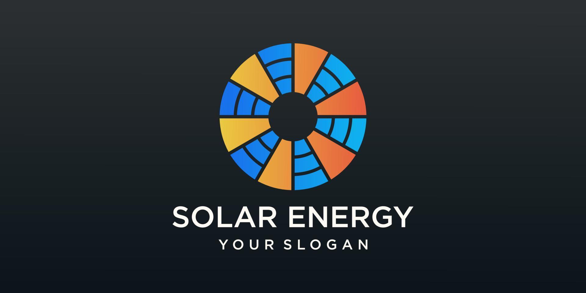 zon zonne- energie logo ontwerp sjabloon. zonne- tech logo ontwerpen, idee logo ontwerp inspiratie vector