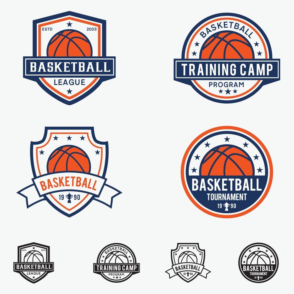 basketbal badges logo's vector sjablonen ontwerpset