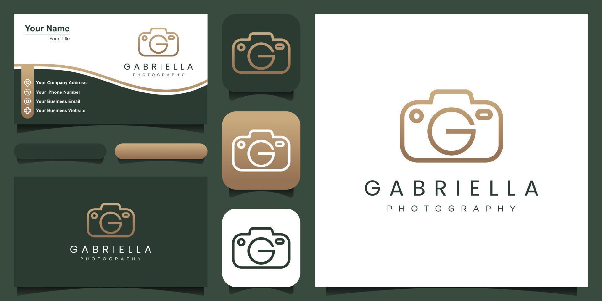 brief g camera logo. camera fotografie logo met brief g icoon vector sjabloon