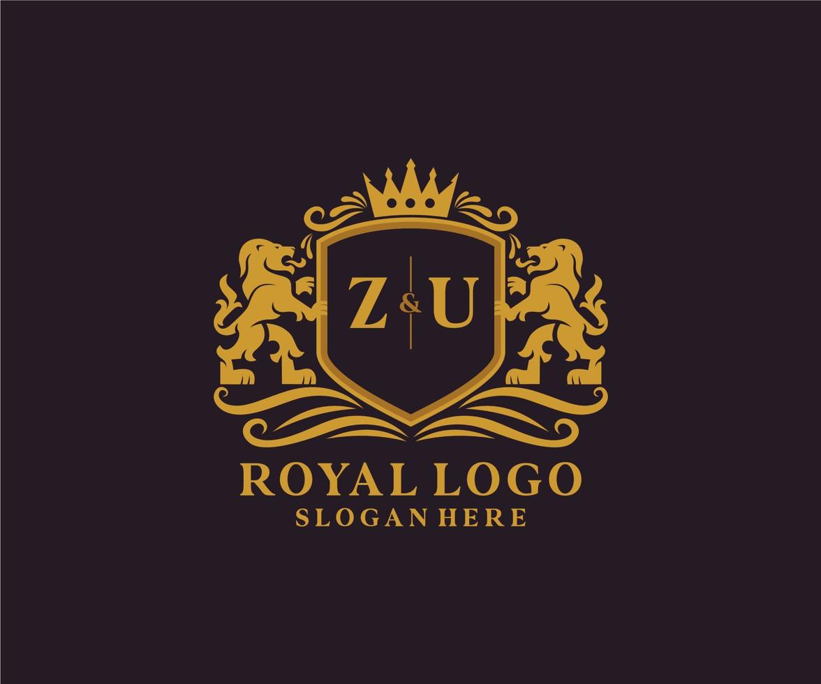 eerste zu brief leeuw Koninklijk luxe logo sjabloon in vector kunst voor restaurant, royalty, boetiek, cafe, hotel, heraldisch, sieraden, mode en andere vector illustratie.