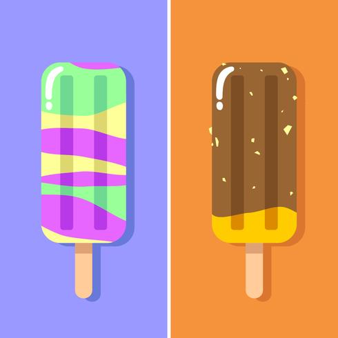 Rainbow and Chocolate Nuts Summer Popsicles Vector