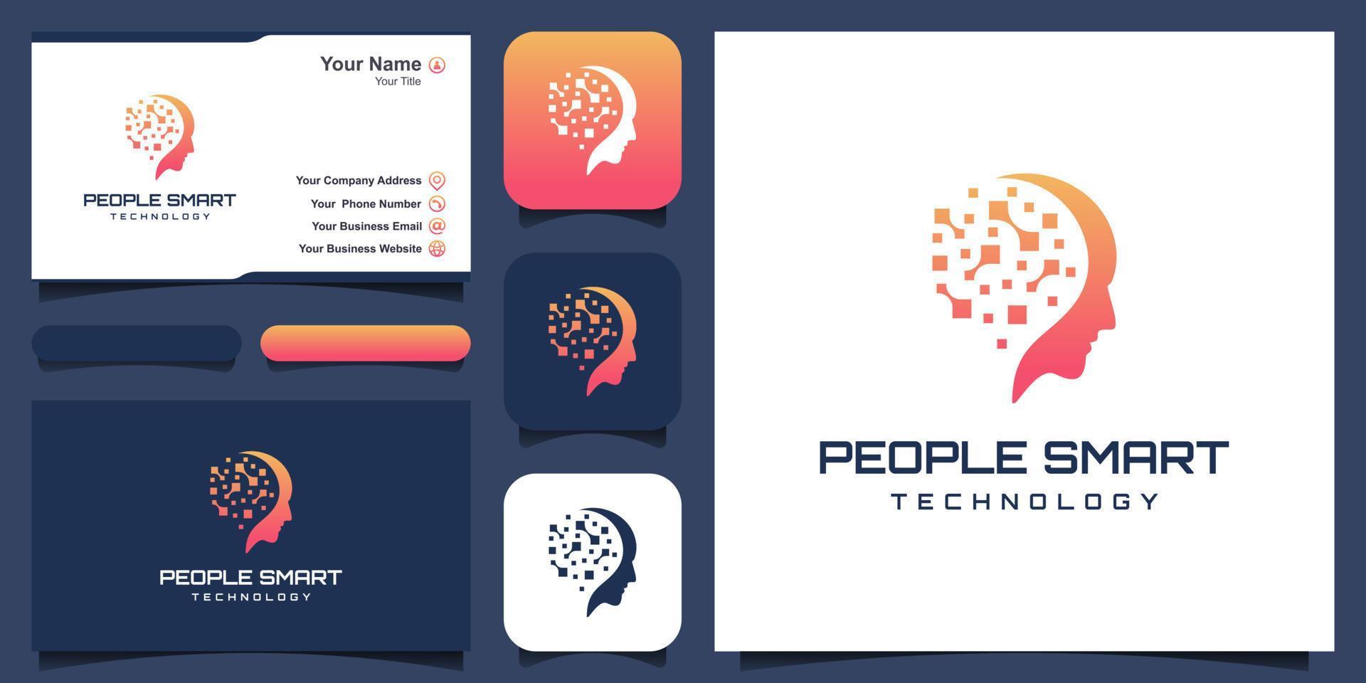 hoofd menselijk slim technologie digitaal logo ontwerp vector
