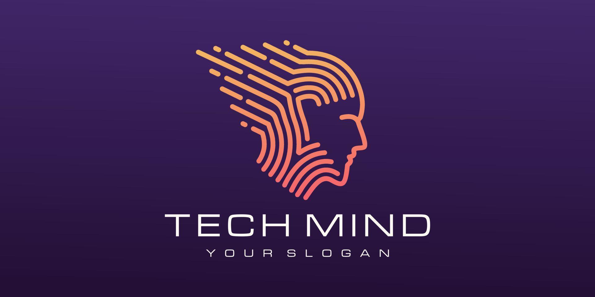 hoofd tech logo, robot technologie logo vector ontwerp inspiratie