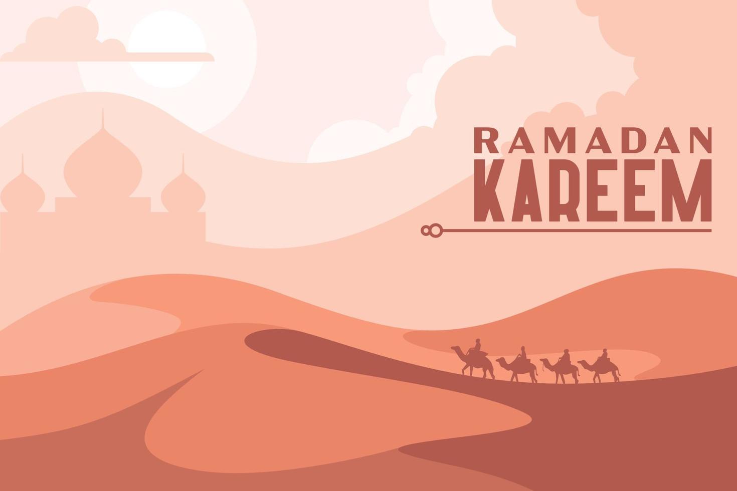 Ramadhan kareem woestijn landschap vector