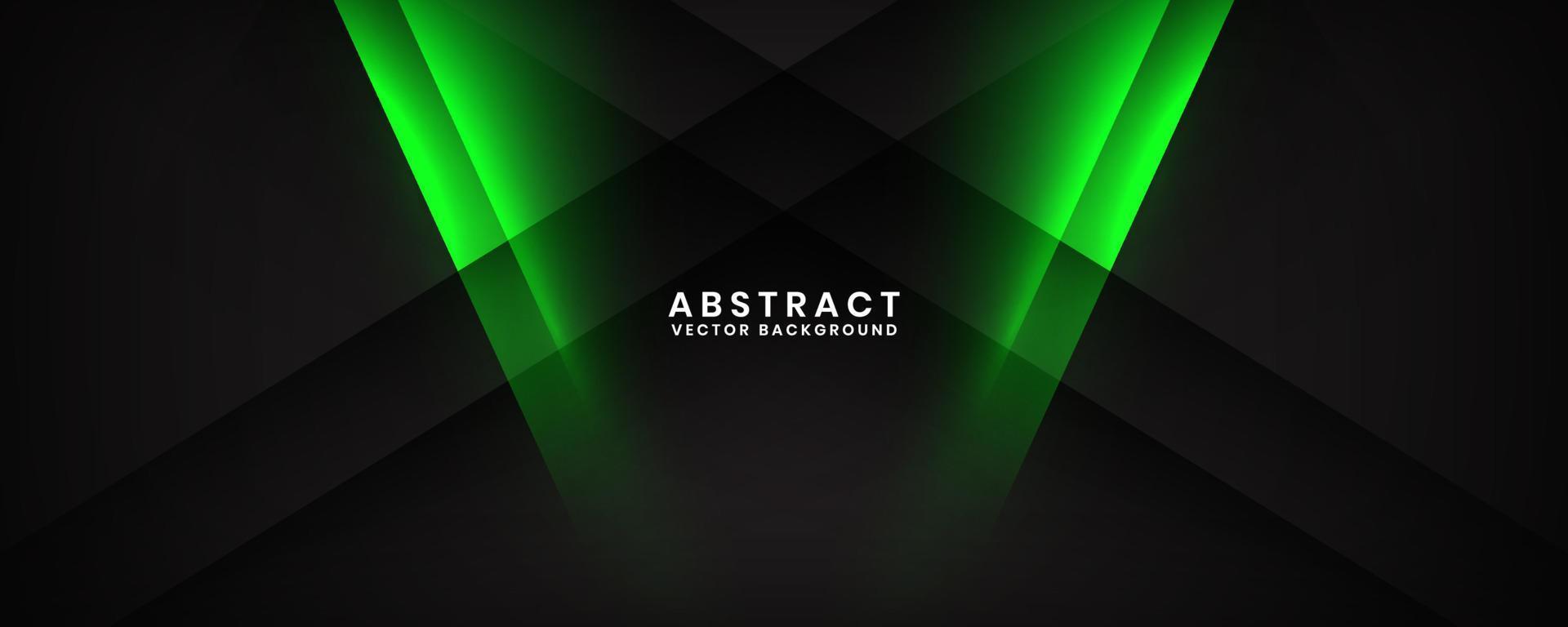 3d zwart techno abstract achtergrond overlappen laag Aan donker ruimte met groen licht effect decoratie. modern grafisch ontwerp element uitknippen stijl concept voor banier, folder, kaart, of brochure Hoes vector